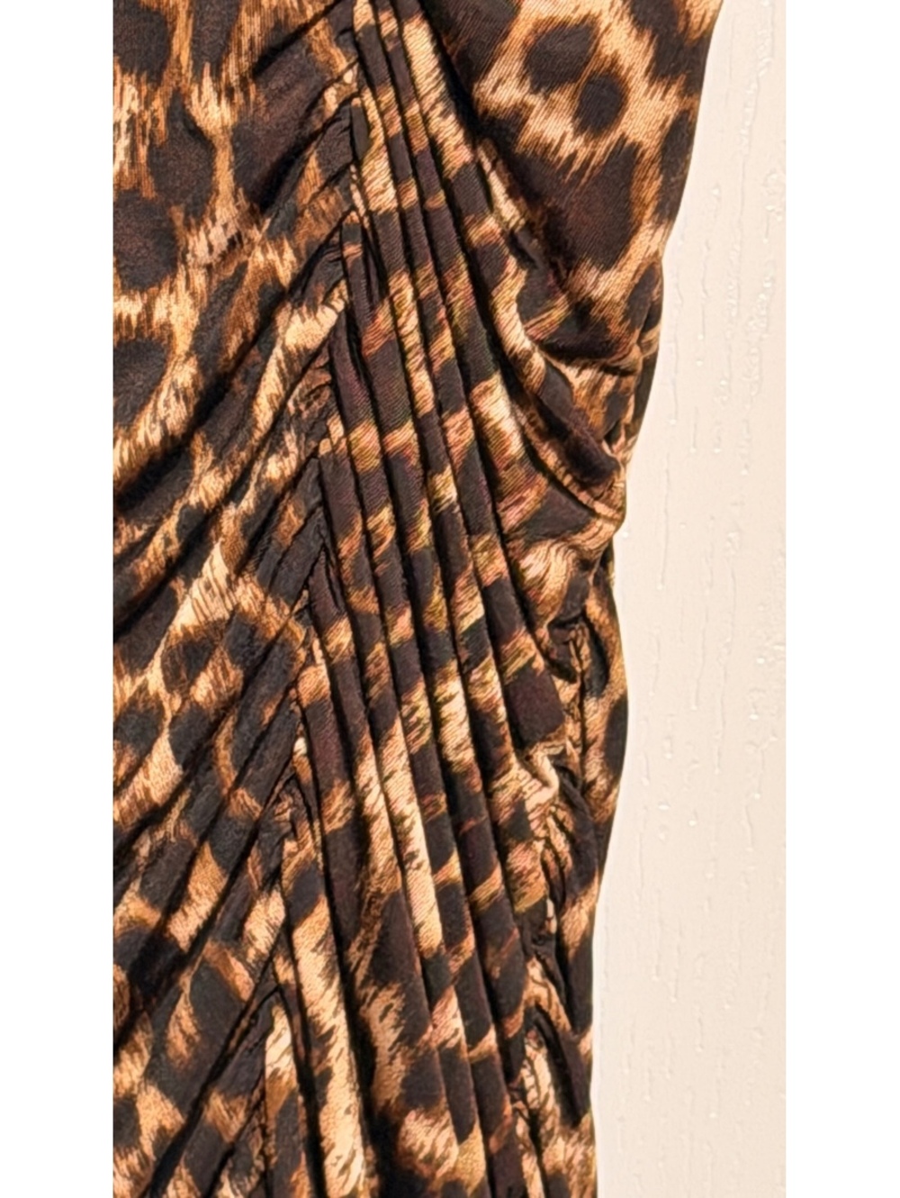 Forever 21 Leopard Print Ruched Bodycon Midi Dress Size Large